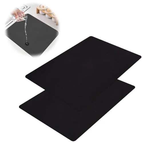Bangbobi Abtropfmatte Schwarz – Absorbierende und saugfähige Abtropfmatte für Kaffeemaschine, Spüle, Bad, und Küche, Ideal als Geschirr Abtropfmatte klein & praktisch