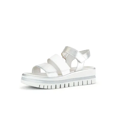 Gabor Keilsandaletten Damen 31373734323636 Weiß 42 EU - Wanderschuhe: Elegante Keilsandaletten aus hochwertigem Glattleder mit individuellem Klettverschluss für optimalen Halt und höchsten Tragekomfort.