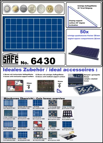 SAFE-6430-Münzbox-Stapelelement-50-eckige-Fächer-30mm-Für-2-5-DM-2-5-10-Euro