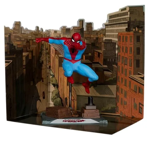 McFarlane Toys - Marvel Spider-Man Figur 1:10, mit Szene und Sammelkarte für Sammler