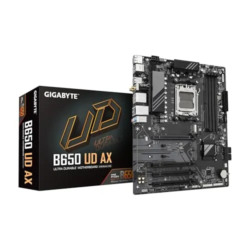 GIGABYTE B650 UD AX (rev. 1.0) AM5 LGA 1718 AMD B650 ATX DDR5, PCIe 4.0 M.2, PCIe 4.0, USB 3.2 Gen2x2 Type-C, Wi-Fi 6, GbE LAN, Q-Flash, EZ-Latch