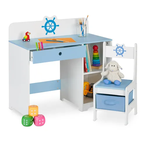 Schreibtisch kinder Mini in blau von Relaxdays