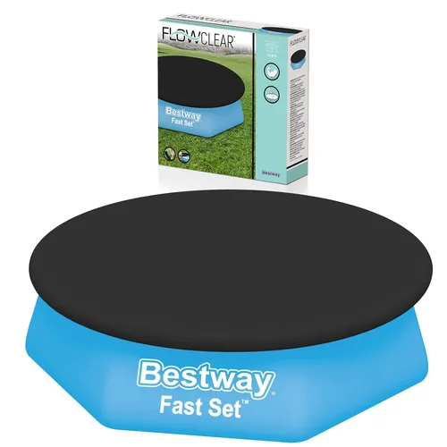 BESTWAY Ø 244cm Pool Abdeckung Schutz für Fast Set Swimmingpool Schwarz