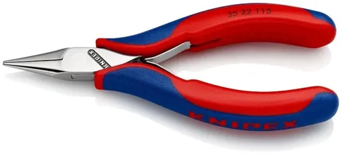 Knipex 35 22 115 SB Elektronik- u. Feinmechanik Spitzzange Gerade 115mm - Zangen für Elektronik und Feinmechanik, mit durchgestecktem Gelenk und reibungsarmer Doppelfeder für sanftes Öffnen. Ideal zum Greifen und Biegen von feinen Bauteilen.