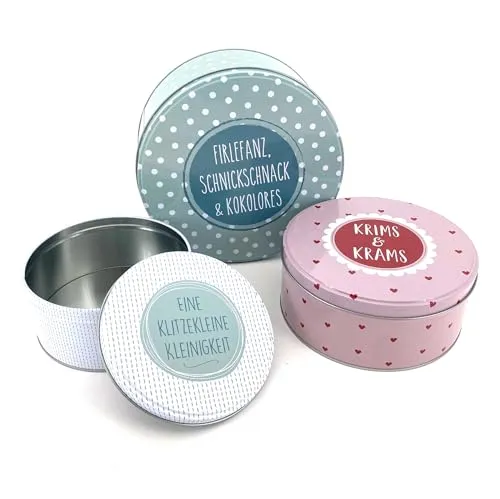 heimtexland ® 3er Set Gebäckdosen Keksdose Vorratsdose Weihnachten Plätzchen Geschenkbox Lebensmittel Aufbewahrung Metalldosen Typ658 Firlefanz