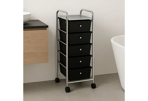 IDIMEX Beistellwagen GINA - Stylischer Rollcontainer für Friseure und Kosmetiker, mit 5 geräumigen Schubladen für optimale Organisation und Platzersparnis.