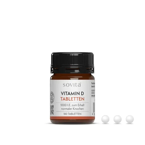 Vitamin D3 Tabletten 180 Stück 1000 IE Immunsystem Knochen Zähne sovita