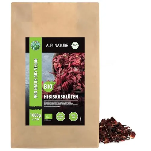 Alpi Nature Hibiskustee BIO 1kg, Hibiskusblütentee, Hibiskusblüten ganz, Hibiskus Tee lose, Hibiscus Tea