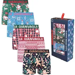 Rungassi Boxershorts Weihnachts Boxershorts Herren 5er Set Premium Stretch Baumwolle bunt M