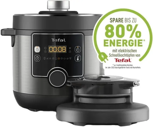 Tefal CY7788 Turbo Cuisine & Fry Multikocher - Multikocher mit 14 automatischen Kochprogrammen und Extra Crisp Deckel für gesunde, knusprige Ergebnisse. Schnelles Kochen bis zu 3x schneller, inkl. Rezeptheft und App für unbegrenzte Kochideen.