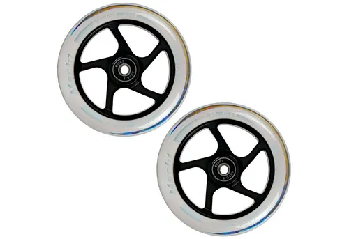 Mach1 Stuntscooter Rollen-Set 120x24mm - Ersatzräder für Scooter, inklusive 2 PU Rollen mit gefrästen Alu-Felgen und ABEC-9 Kugellagern für optimale Fahreigenschaften und Präzision.