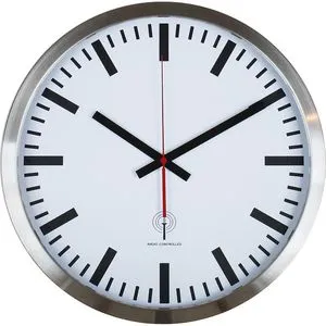 Eurotime Wanduhr 56862 Funkuhr - Elegante Edelstahl-Funkuhr - Wanduhren: Ø 40 cm, silberner Edelstahlrahmen mit Echtglas-Abdeckung, automatische Zeitumstellung für höchsten Komfort.