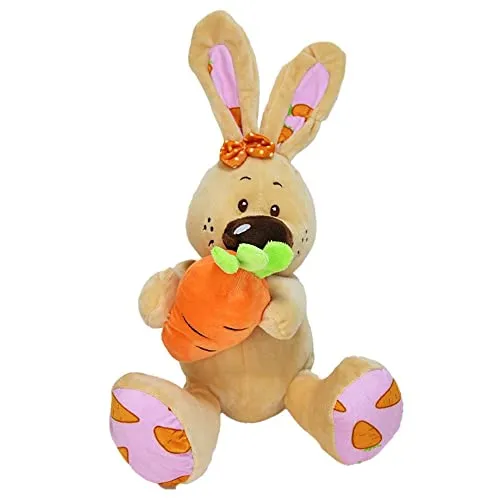 BEMIRO Hase mit Karotte Stofftier - Farbe braun - ca. 33 cm, Osterhase Kuscheltier, Plüsch Hase, Kuscheltier Hase, Stofftier Hase, Plüschtier Hase, Kleiner Hase