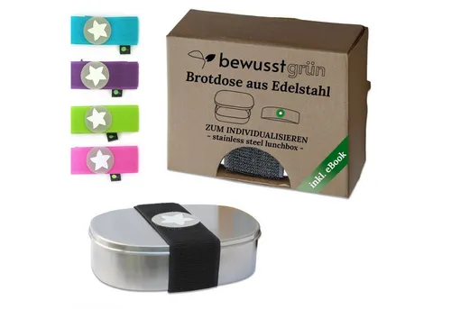 BewusstGrün Lunchbox DottyBox Edelstahl Brotdose mit Fächern für Kinder, DottyBox, (Original DottyBox-System mit Klettband), Personalisierbare Brotdose für Kindergarten und Schule