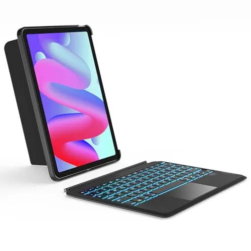 Inateck Tastatur Hülle für iPad Air 11 Zoll M3/M2 (2025/2024) - Tastatur-Hülle mit abnehmbarem Touchpad und 7-farbiger Beleuchtung, ideal für iPad Air 11 Zoll und Pro 11 Zoll. Flexibel mit 5 Aufstellmodi für Arbeit und Freizeit.