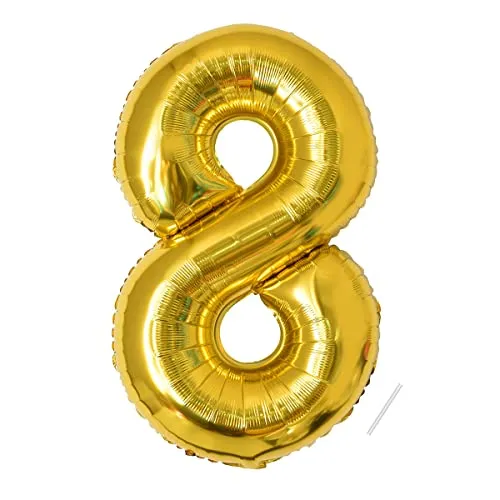 Geburtstag zahlen luftballon 8 jahre | Folienballon 8 XXL Gold-Riesen Folienballon in 40