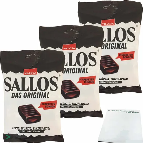 Villosa Sallos Das Original Hartkaramellen mit Lakritzgeschmack 3er Pack 3x150g