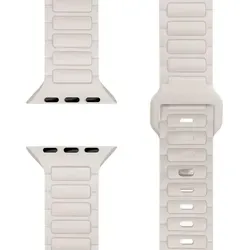 Pulse 3D Textur Armband für Apple Watch Ultra/SE/10/9/8/7/6/5/4/3/2/1, Silikon Sportarmband, 42/44/45/46/49mm - Polarstern Sandweiss - Weiß