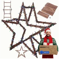 MODO24 DIY Stern MODOSTAR 3D Weihnachtsstern Set aus FSC Holz