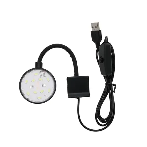 YINETTECH 5W Mini-Aquarium-USB-LED-Licht mit Netzschalter für Kleine Fische Garnelen Süßwasser Gepflanzte Lebende Pflanzen Wachsen Aquarium Clip-Licht Schwarz