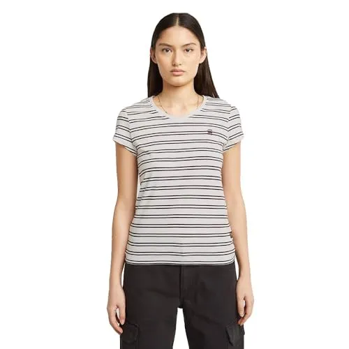 G-STAR Eyben V-Shirt für Damen, Gr. XL - Stylisches V-Shirt in milk/maroon double stripe, aus 100% Baumwolle, atmungsaktiv und pflegeleicht. Ideal für einen lässigen Look im Alltag.