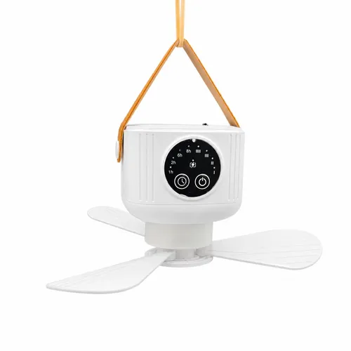 Portabler Akku-Ventilator zum Hängen mit Licht & Fernbedienung