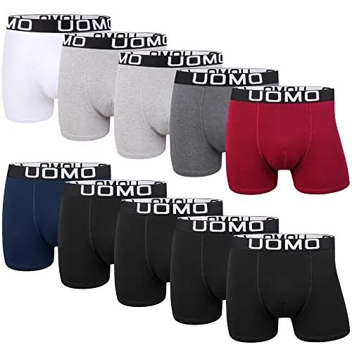 L&K 10er Pack Herren Retroshorts Boxershorts Baumwolle klassischen Unifarben Unterhose Mehrfarbig 1116 E 5XL