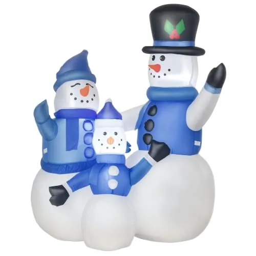 HOMCOM Weihnachtsfigur LED Schneemannfamilie aufblasbar