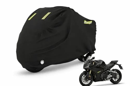 Rouzin Abdeckplane Motorrad XXL Motorradgarage Abdeckung 420D Oxford Roller Abdeckplane Wasserdicht Motorrad Schutzhülle Universal Motorradplane Wasserdicht mit Schlossloch, 245x105x125cm