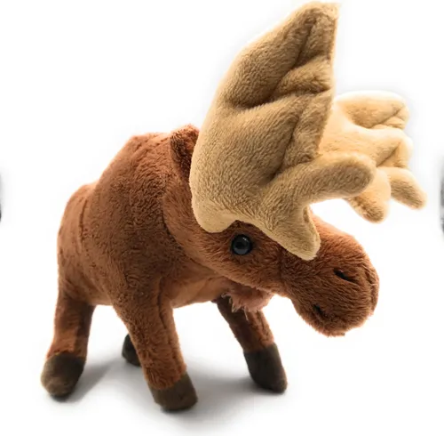 Onwomania Plüschtier Kuscheltier Stoff Tier Elch Hirsch braun 21 cm