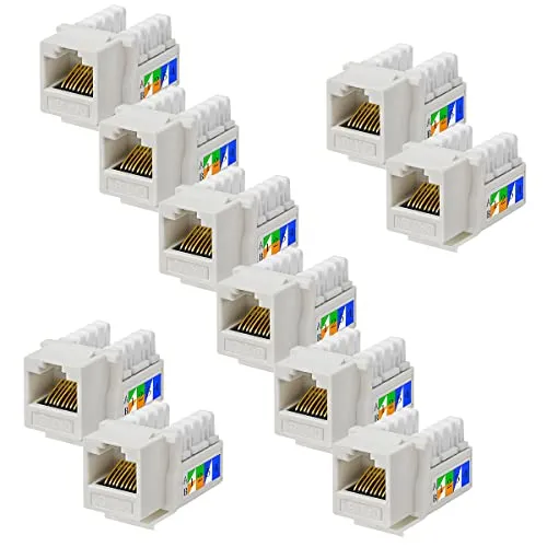 UC-Express 10x Keystone Jack Modul für CAT6 Kabel bis 10 Gbit/s mit Verschluss Werkzeuglos STP RJ45 Buchse Netzwerkkabel Verbinder Patchpanel Netzwerkdose