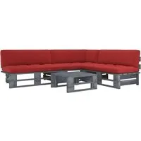 vidaXL 4-tlg. Paletten-Lounge-Set Grau aus Kiefernholz - Dieses stilvolle Paletten-Lounge-Set aus imprägniertem Kiefernholz bietet Komfort und rustikalen Charme für Terrasse oder Garten. Ideal für entspannte Stunden mit Familie und Freunden, pflegeleicht und langlebig.