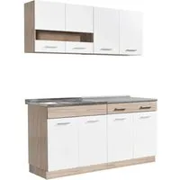 Homestyle4u 2354 Küchenblock 160 cm - Küchenzeile ohne Geräte, kompakte Singleküche mit viel Stauraum und pflegeleichten Oberflächen, ideal für kleine Wohnungen oder Büros.