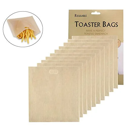 Stück Toasterbeutel,pflegeleicht,wiederverwendbar und hitzebeständig, Antihaft Toastabags für Mikrowelle, für Gebäck Pizzastücke gegrillte Käsesandwiches Chicken Nuggets & Toast 10