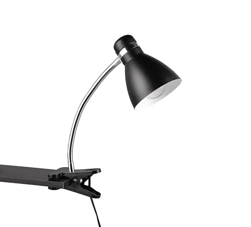 lightling Klemmleuchte Harley, mit Schnurschalter, fllexibel verstellbar, IP20 Indoor, exkl. 1 x E27 max. 10W, Ø 11 cm, Höhe 36 cm, Metall, schwarz matt