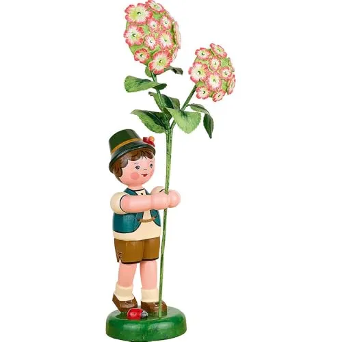 Hubrig Volkskunst Zschorlau Sammelfigur Blumenkind mit Hortensie