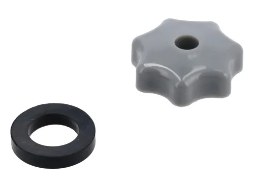 Sterngriffmutter M6, Grau, mit Druckscheibe in grau von MZA