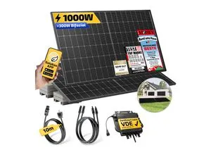 Balkonkraftwerk 1000W/800W - Steckerfertiges Solaranlagen Komplettset - Solaranlagen mit einfacher Installation und maximalem Ersparnis. Auspacken, aufbauen, einstecken und sofort Stromkosten senken!
