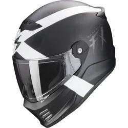 Scorpion Covert FX Gallus Helm XL, schwarz-weiss - Motorradhelm mit Not-Entriegelung für schnelle Hilfe und temperaturausgleichendem Kwikwick 3 Innenfutter für maximalen Komfort.