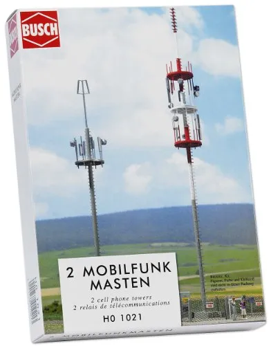 Busch 1021 2 Mobilfunkmasten Bausatz, Spur H0