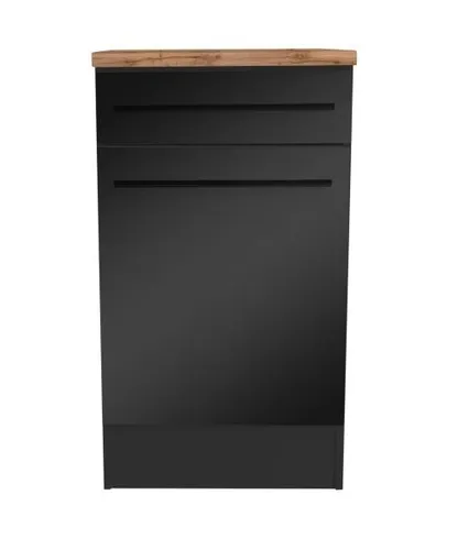 Yourkitchen Unterschrank JAZZ - Moderner Stauraum für Ihre Küche - Einbauküchen-Komponenten - Stilvoller Unterschrank in elegantem Schwarz mit praktischer Drehtür und Schublade für optimale Küchenorganisation.
