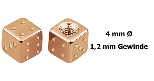 Piercing Schmuck Ersatz Schraub Verschluss Rose Gold Cube Würfel Stahl 1,2x4mm