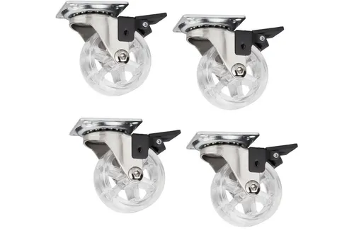 SO-TECH® Möbelrolle RAPID Design Lenkrolle, (4-St), Ø 50 mm transparent mit Bremse (Feststeller), 4 Stück