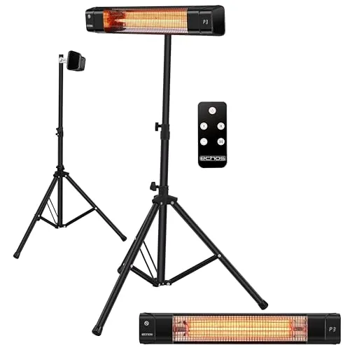 Karbon Heizstrahler 1500W mit Fernbedienung in schwarz von Echos