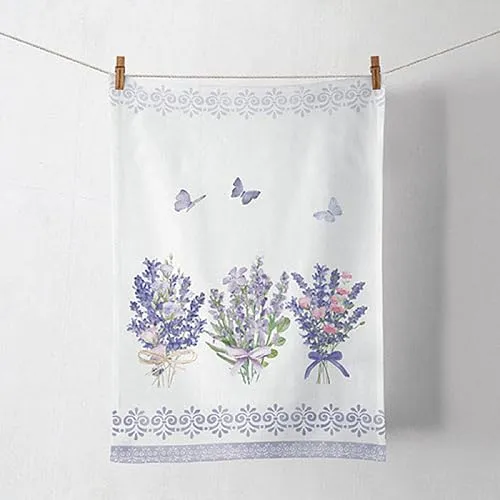Ambiente Küchentuch Geschirrtuch Deko Küche 70 x 50 cm 100% Baumwolle Lavendel Landhaus Garten Pastellfarben Serie Lovely Lavender