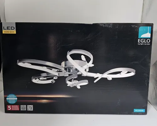 Eglo VALLEMARE Moderne Deckenlampe 400lm - Moderne Deckenleuchte mit 5 LED-Lichtern, ideal für jeden Raum. Energieeffizient und stilvoll in Weiß und Chrom, sorgt für eine helle und einladende Atmosphäre.