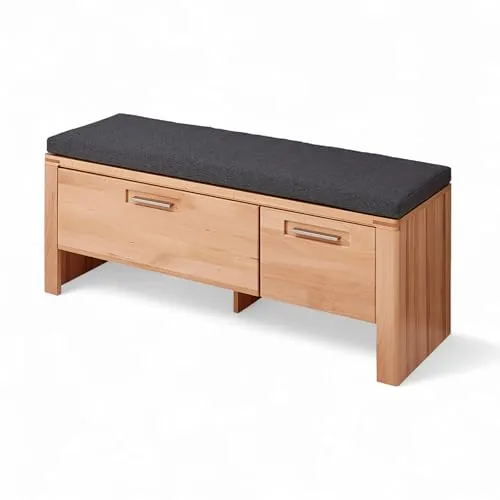 Linea Natura XL-Garderobenbank NATURE ONE - Drohnen: Stilvolle Garderobenbank aus Kernbuche, bietet Platz und Gemütlichkeit in modernem Design – ideal für jedes Zuhause.