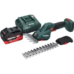 Metabo SGS 18 LTX Q Akku Gras- und Strauchschere mit 5,5 Ah Akku - Akku Gras- und Strauchschere mit zwei Messern für präzise Schnitte. Flexibler Messerwechsel dank Metabo Quick System. Ergonomischer Griff für müheloses Arbeiten.
