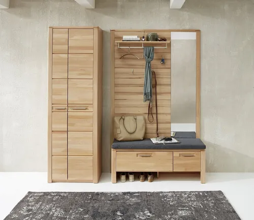 Linea Natura Garderobe Nature One - Garderoben-Sets & Serien, stilvolles 4-teiliges Set in Buche mit praktischen Stauraumlösungen und einladendem Design für jeden Eingangsbereich.