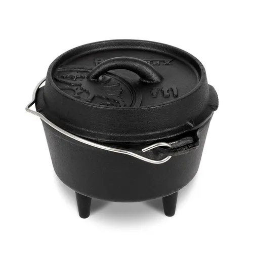 Feuertopf ft1 - Schwarz mit Füßen, ideal zum Grillen und Servieren von köstlichen Speisen